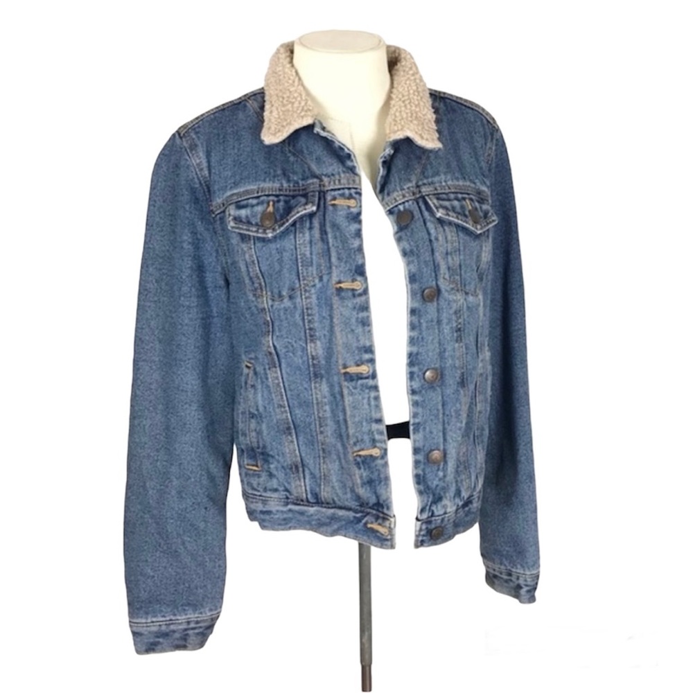 Womens Medium Sherpa Lined Jean Jacket